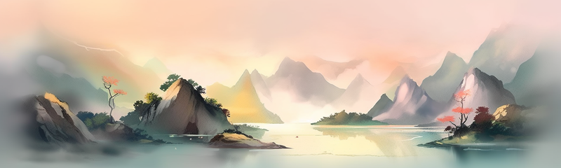 山水河流复古风意境自然景观中式风水墨画,插画/手绘图,插画/手绘图库,插画/手绘图下载,插画/手绘